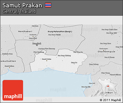 Silver Style 3D Map of Samut Prakan