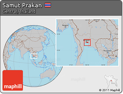 Gray Location Map of Samut Prakan