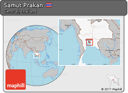 Gray Location Map of Samut Prakan, highlighted country