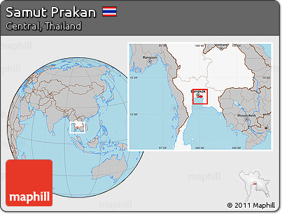 Gray Location Map of Samut Prakan, highlighted country