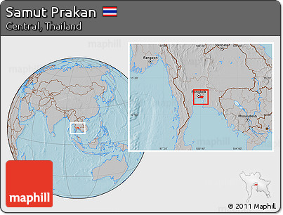 Gray Location Map of Samut Prakan, hill shading