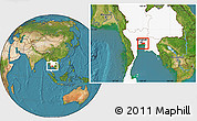 Satellite Location Map of Samut Prakan, highlighted country