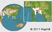Satellite Location Map of Samut Prakan, highlighted parent region