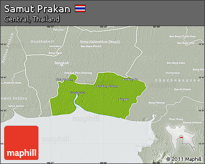 Physical Map of Samut Prakan, lighten, semi-desaturated