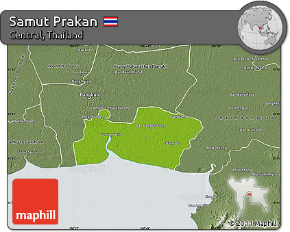Physical Map of Samut Prakan, semi-desaturated