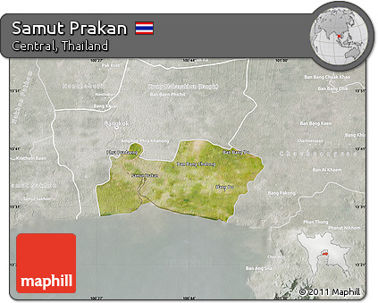 Satellite Map of Samut Prakan, lighten, semi-desaturated