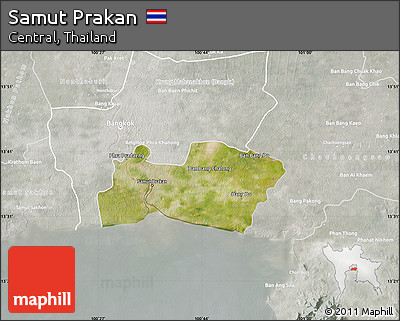 Satellite Map of Samut Prakan, lighten, semi-desaturated
