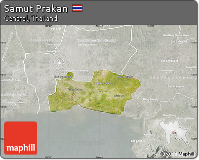 Satellite Map of Samut Prakan, lighten, semi-desaturated