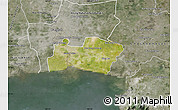 Satellite Map of Samut Prakan, semi-desaturated