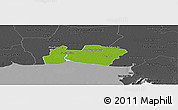 Physical Panoramic Map of Samut Prakan, darken, desaturated