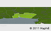 Physical Panoramic Map of Samut Prakan, darken