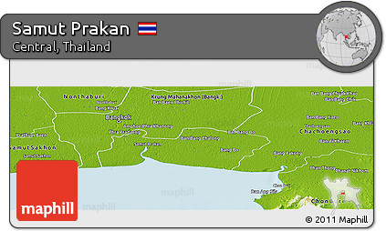 Physical Panoramic Map of Samut Prakan