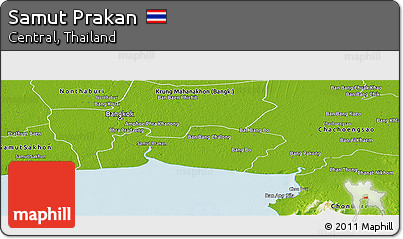 Physical Panoramic Map of Samut Prakan