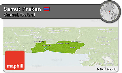 Physical Panoramic Map of Samut Prakan, lighten
