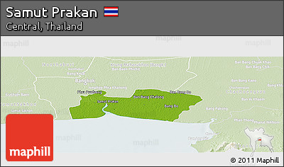 Physical Panoramic Map of Samut Prakan, lighten