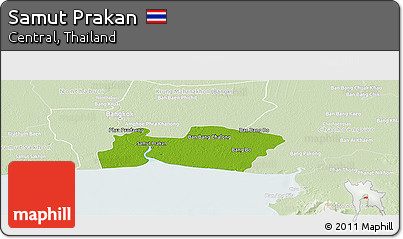 Physical Panoramic Map of Samut Prakan, lighten