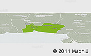 Physical Panoramic Map of Samut Prakan, lighten, semi-desaturated