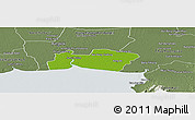 Physical Panoramic Map of Samut Prakan, semi-desaturated