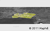 Satellite Panoramic Map of Samut Prakan, darken, desaturated