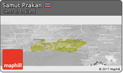 Satellite Panoramic Map of Samut Prakan, lighten, desaturated