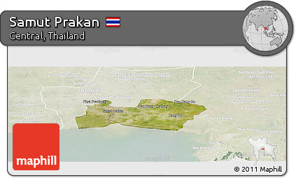 Satellite Panoramic Map of Samut Prakan, lighten
