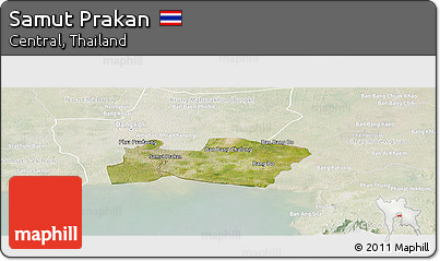 Satellite Panoramic Map of Samut Prakan, lighten