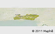 Satellite Panoramic Map of Samut Prakan, lighten