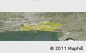 Satellite Panoramic Map of Samut Prakan, semi-desaturated