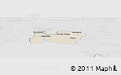 Shaded Relief Panoramic Map of Samut Prakan, lighten, desaturated