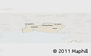 Shaded Relief Panoramic Map of Samut Prakan, lighten, semi-desaturated