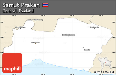 Classic Style Simple Map of Samut Prakan