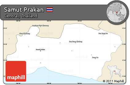 Classic Style Simple Map of Samut Prakan