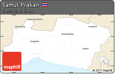 Classic Style Simple Map of Samut Prakan