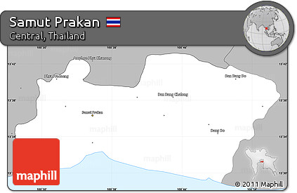 Gray Simple Map of Samut Prakan