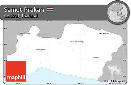 Gray Simple Map of Samut Prakan, single color outside