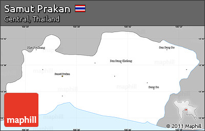 Gray Simple Map of Samut Prakan, single color outside