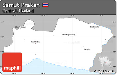 Gray Simple Map of Samut Prakan, single color outside