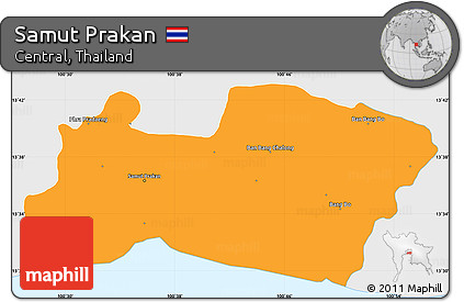 Political Simple Map of Samut Prakan, single color outside