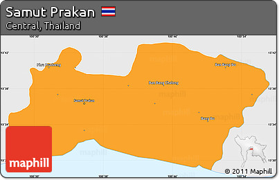 Political Simple Map of Samut Prakan, single color outside