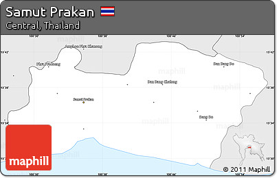 Silver Style Simple Map of Samut Prakan