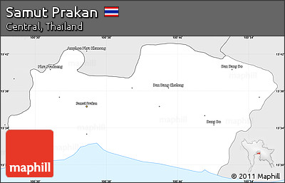 Silver Style Simple Map of Samut Prakan