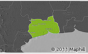 Physical 3D Map of Samut Sakhon, darken, desaturated