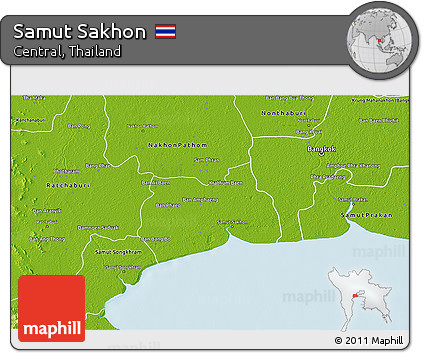 Physical 3D Map of Samut Sakhon