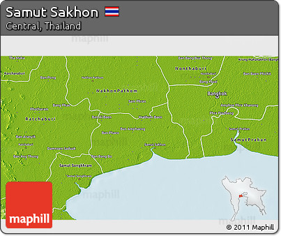 Physical 3D Map of Samut Sakhon