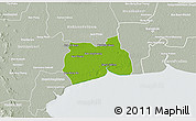 Physical 3D Map of Samut Sakhon, lighten, semi-desaturated