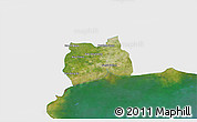 Satellite 3D Map of Samut Sakhon, single color outside