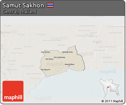 Shaded Relief 3D Map of Samut Sakhon, lighten