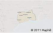 Shaded Relief 3D Map of Samut Sakhon, lighten, semi-desaturated