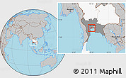 Gray Location Map of Samut Sakhon, highlighted country, highlighted parent region