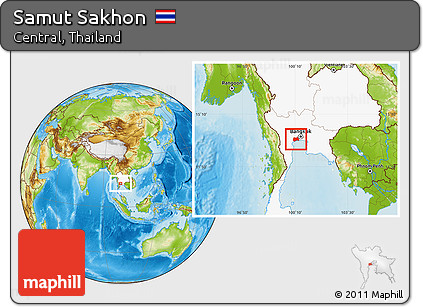 Physical Location Map of Samut Sakhon, highlighted country